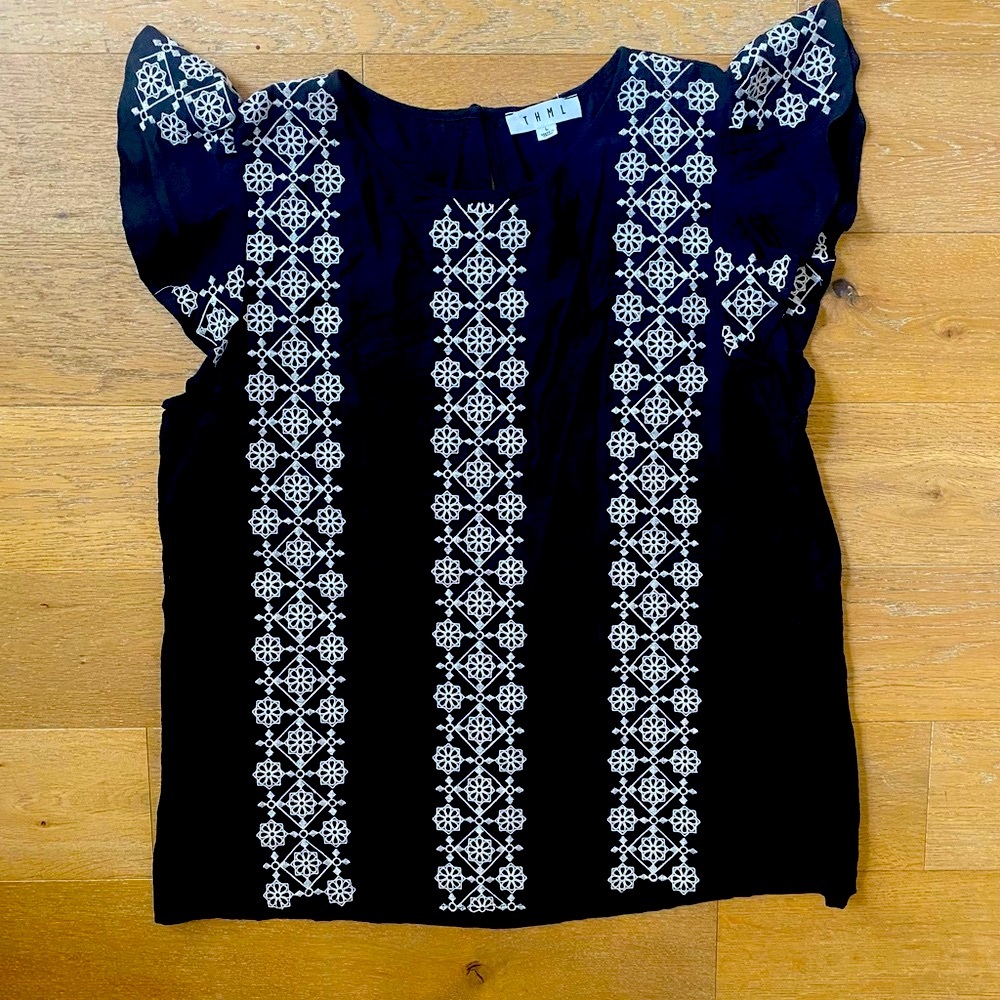 THML Linen Flutter Sleeve Top NWOT